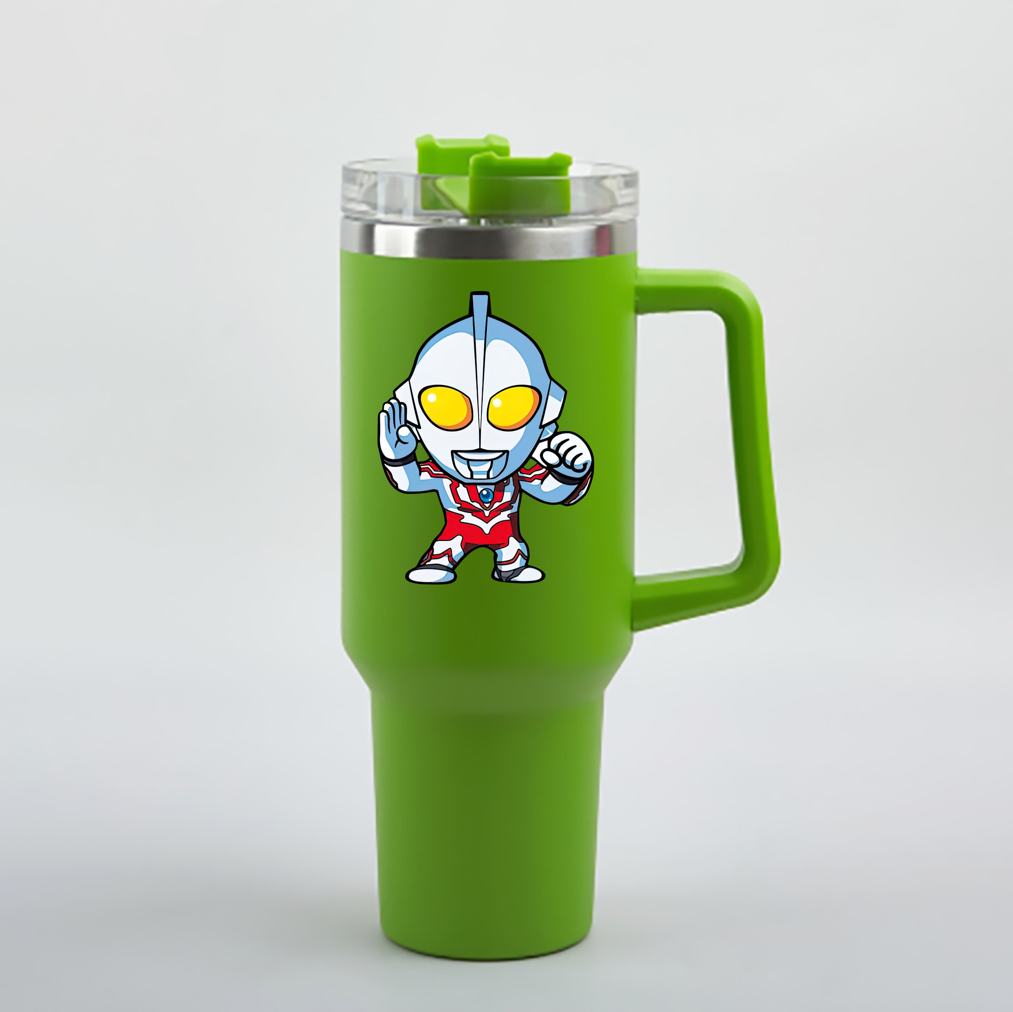 （画像用） ウルトラマン Ultraman 1200mL車用タンブラー - クリスタルステッカー（プラスチックストロー付き）